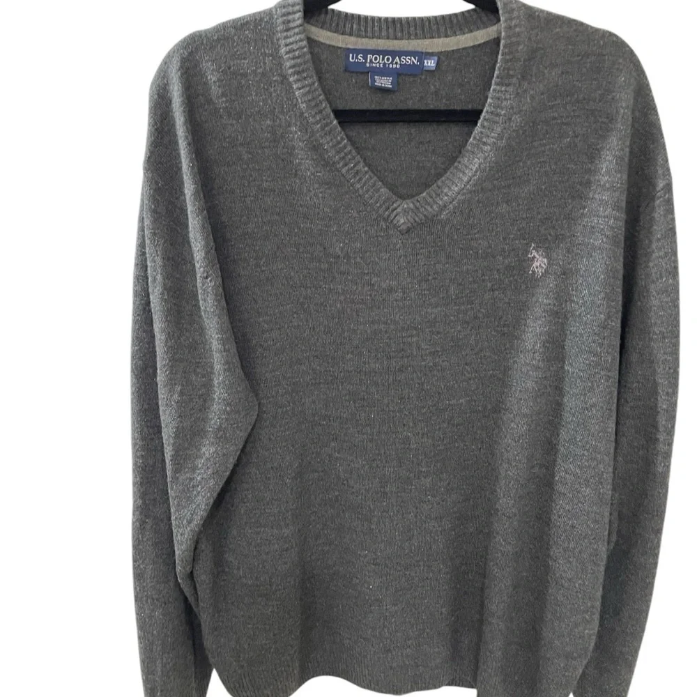 U.S. Polo Assn. Men’s Acrylic Sweater size XXL V Neck Pullover Long Sleeve Gray
